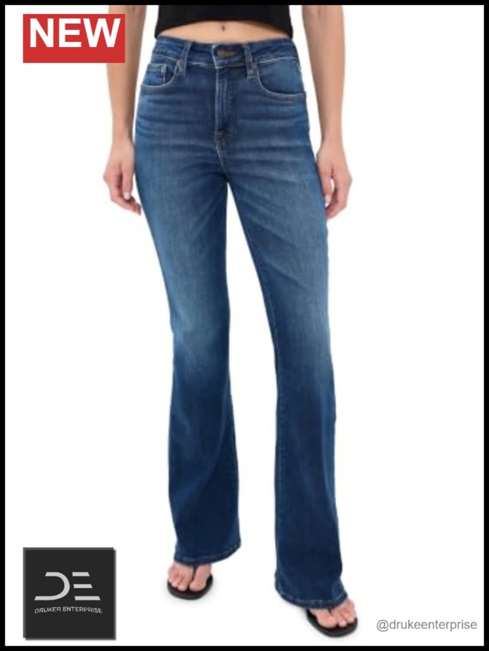Women's Flare Jeans Mid-Rise Stretch Denim 33.5in Inseam 5-Pocket